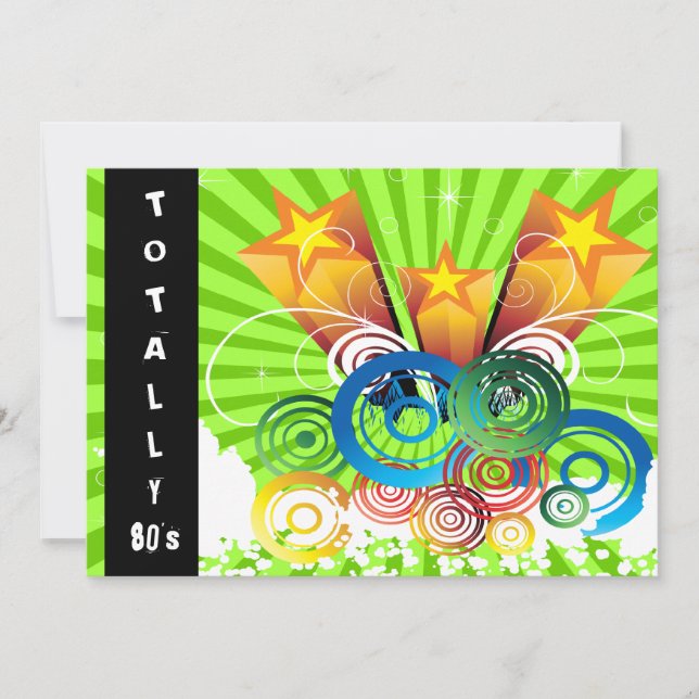 Grün komplett aus den 80er Jahren Retro-Party Einl Einladung (Vorderseite)