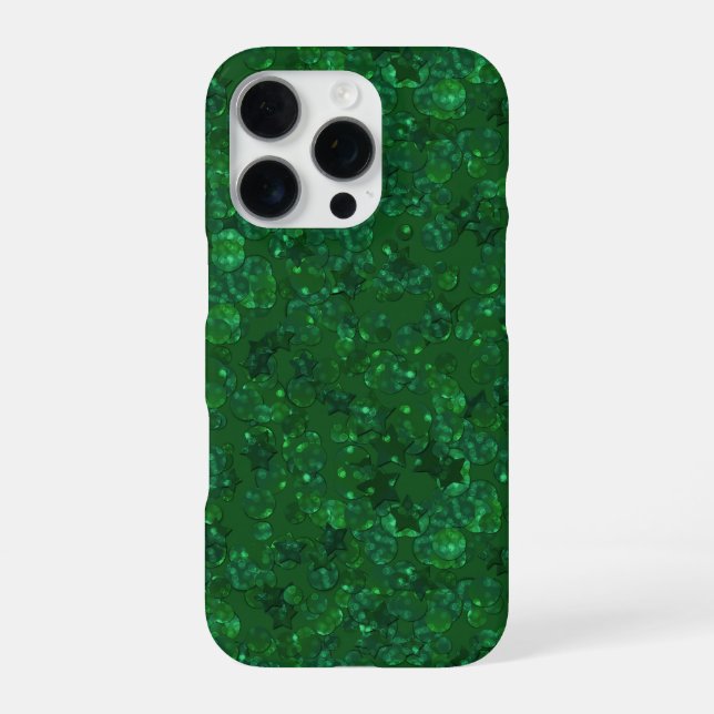 Grün, Konfetti, Glitter iPhone Hülle (Rückseite)