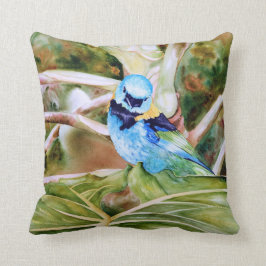 Grün-köpfiges Tanager-Aquarell-Kunst-Kissen Kissen