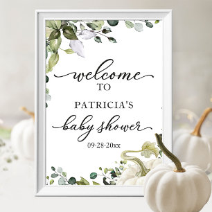 Grün Kürbis Herbst-Baby Shower Willkommensschild  Poster