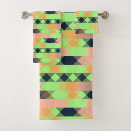 grün, lachs, orange geometrisch badhandtuch set