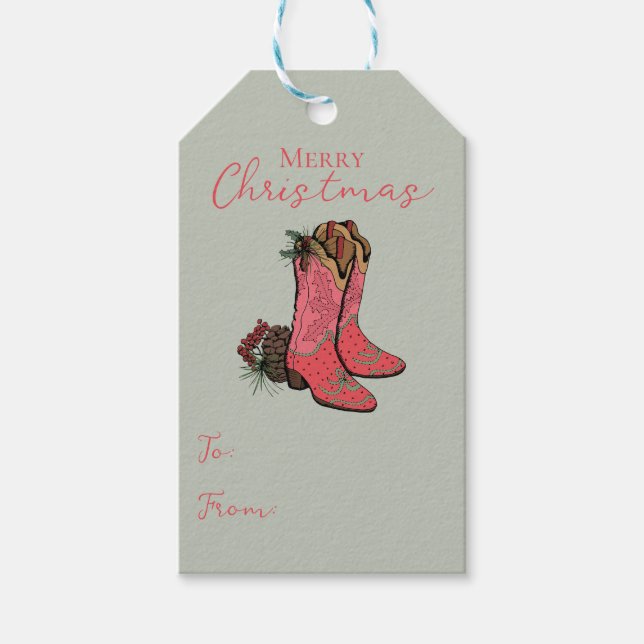 Grün Land frohe Weihnachten bis von Geschenkmarke Geschenkanhänger (Vorderseite)