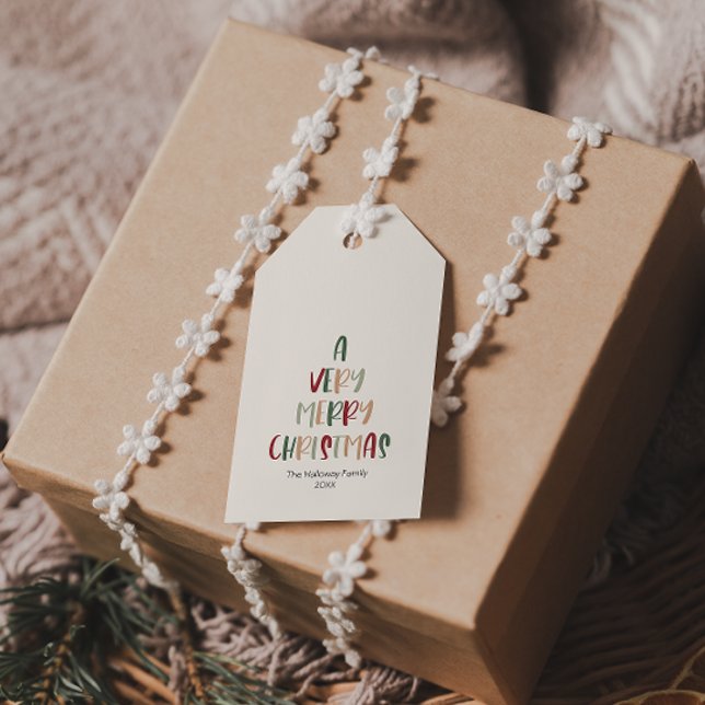 Grün Lässig farbig ein sehr frohe Weihnachten Geschenkanhänger (Von Creator hochgeladen)