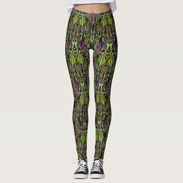 Grün- Leggings mit mehreren Farben (Vorderseite)