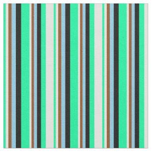 Grün, leicht Cyan, Braun, Sky Blue & Black Lines Stoff