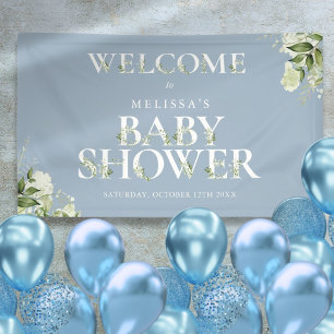 Grün Letter Dusty Blue Baby Dusche Empfang Banner