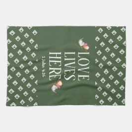 Grün | LIEBE LEBT HIER | Stilvoll anpassbar Geschirrtuch
