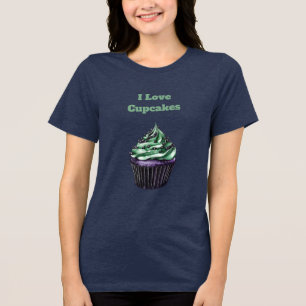 Grün Lila Cupcake Tri-Blend Shirt