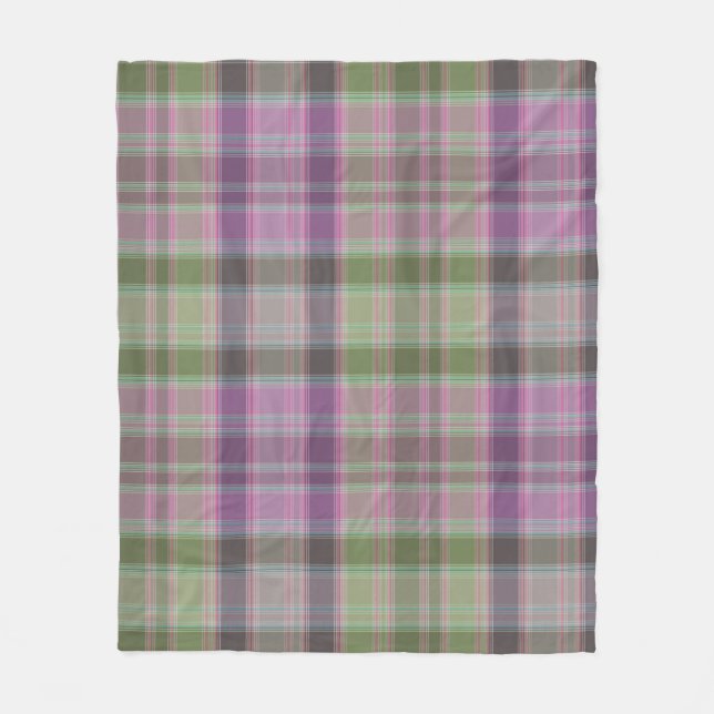 Grün, lila klassischer Tartan.  Fleecedecke (Vorderseite)
