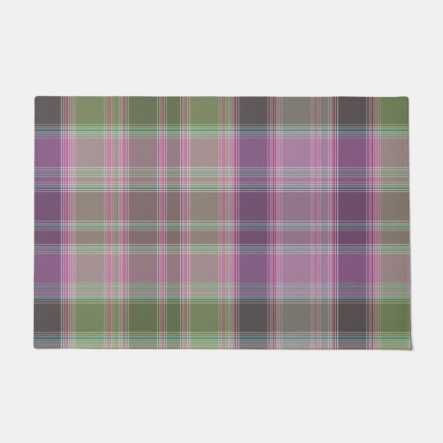 Grün, lila klassischer Tartan.  Fußmatte (Vorderseite)