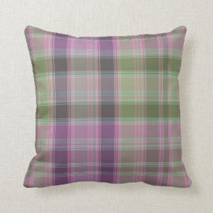 Grün, lila klassischer Tartan Kissen