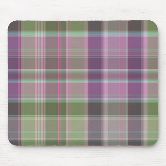 Grün, lila klassischer Tartan. Mousepad (Vorne)