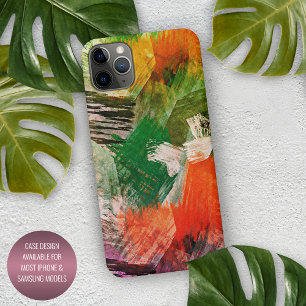 Grün Lila Orange Rote Pinselstriche Kunstmuster iPhone 16 Pro Max Hülle