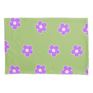 Grün Lila Retro Y2K Blumenmuster Kissenbezug