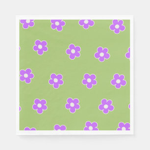 Grün Lila Retro Y2K Blumenmuster Serviette