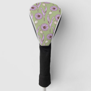 Grün lila Retro Y2K funky Hippie Blumenmuster Golf Headcover