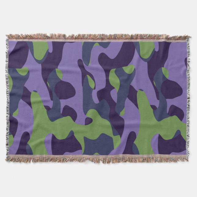 Grün Lila und Blau Camo abstrakt Decke (Vorderseite)