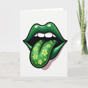 Grün Lippen Shamrock Glück Karte