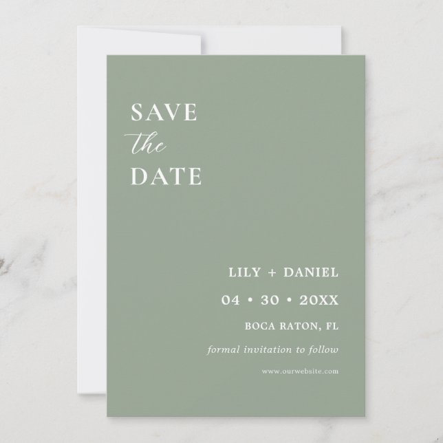 Grün-Minimal-Foto-Save the Date-Karte Save The Date (Vorderseite)