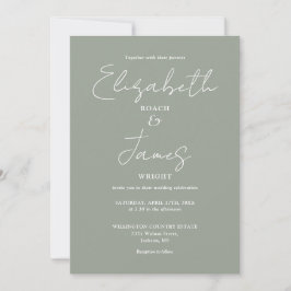 Grün Minimalistische Hochzeit Einladung