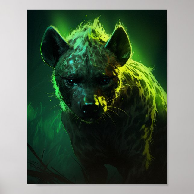 Grün-Mit Augen Hyena-Wildtierposter Poster (Vorne)