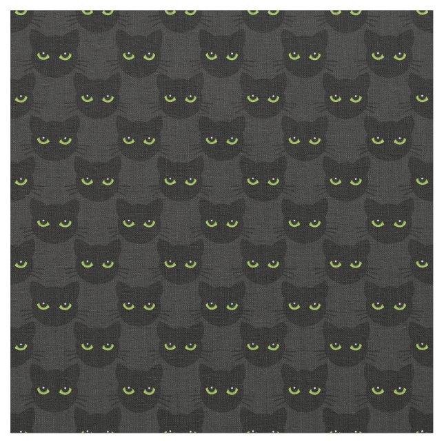 Grün - mit Augen Katzen auf Grafit-Hintergrund Stoff (Nahaufnahme)