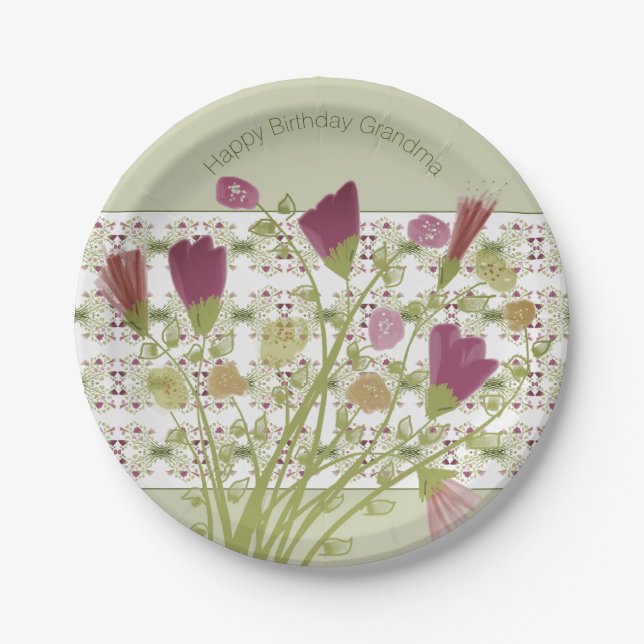 grün mit Gemustert Pappteller (Vorderseite)