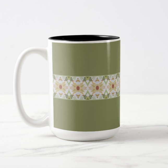 Grün mit Gemusterter Detaillierung Zweifarbige Tasse (Links)