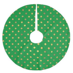 Grün mit Gold-Glitzer-Punkten Polyester Weihnachtsbaumdecke