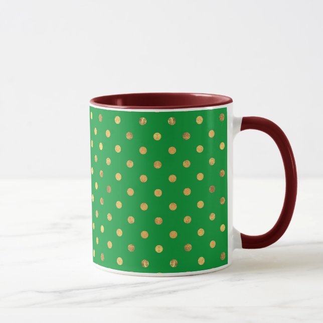 Grün mit Gold-Glitzer-Punkten Tasse (Rechts)