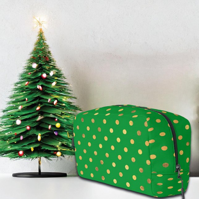 Grün mit Gold-Glitzer-Punkten Waschbeutel (Von Creator hochgeladen)