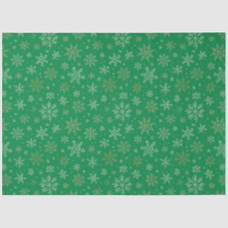 Grün mit goldenen Schneeflocken Seidenpapier