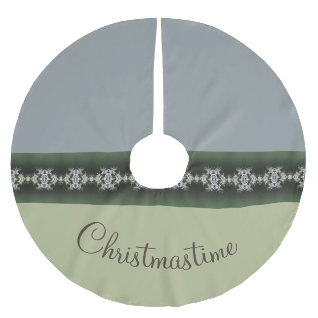 Grün mit grauem Urlaub Polyester Weihnachtsbaumdecke (Vorderseite)