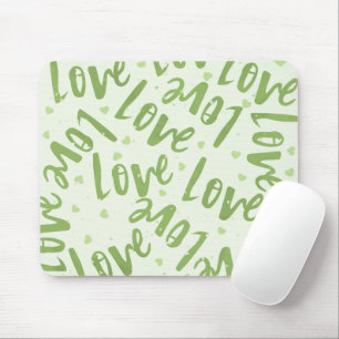 GRÜN MIT HAND-DRAWN-RANDOM-LIEBE MOUSEPAD