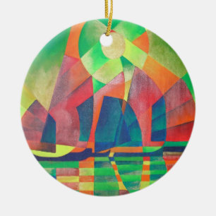Grün mit kubistischen Abstrakten Junks Keramikornament