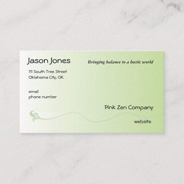 Grün mit Lilie Visitenkarte (Vorderseite)