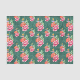 Grün mit rosa Blume Seidenpapier