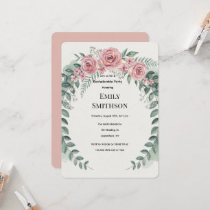 Grün mit rosa Blumen Romantischer Junggesellinnena Einladung