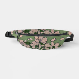 Grün mit rosa Blüten Bauchtasche