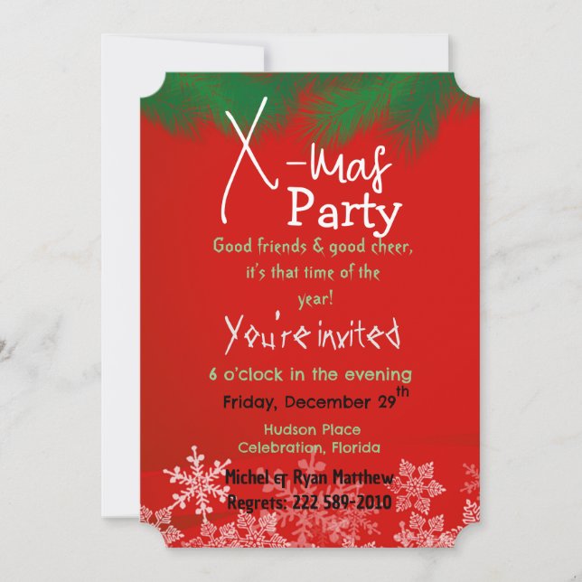 Grün mit roter Einladung (Vorderseite)