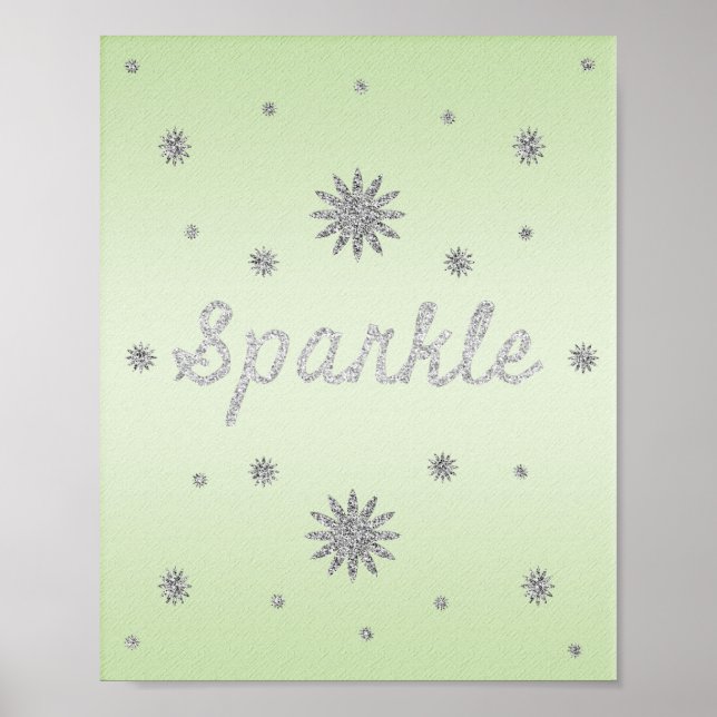 Grün mit Silver Glitzer Poster (Vorne)