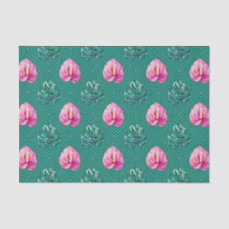 Grün mit tropischen Blume und Palmen-Blätter Seidenpapier