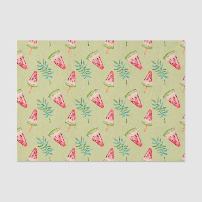 Grün mit Wassermelonenmuster Seidenpapier (Vorderseite)