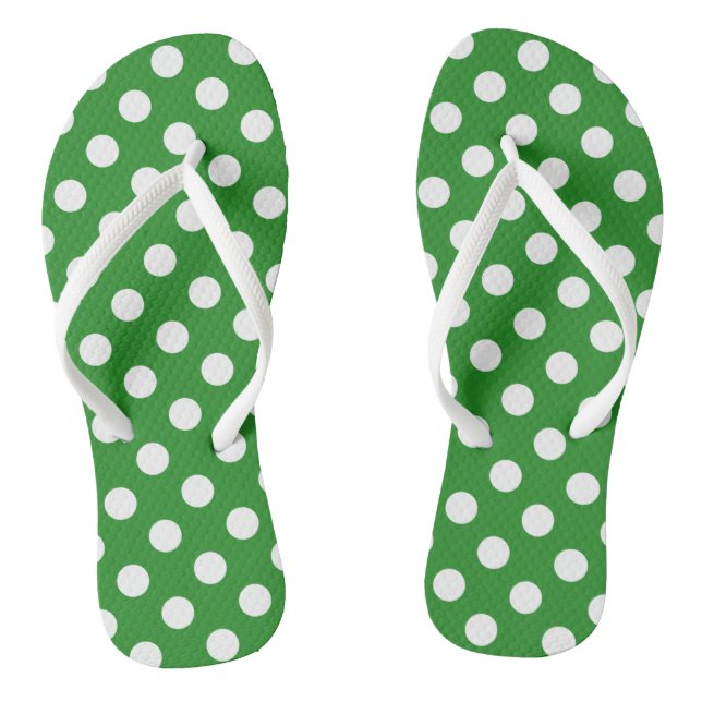 Grün mit weißen Polka Dots Flip Flops (Fußbett)
