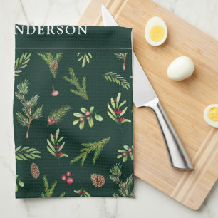 Grün modern botanisch elegant und zeitgemäß geschirrtuch