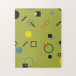 Grün, modern, cool, trendy, urban, Memphis-Muster Puzzle