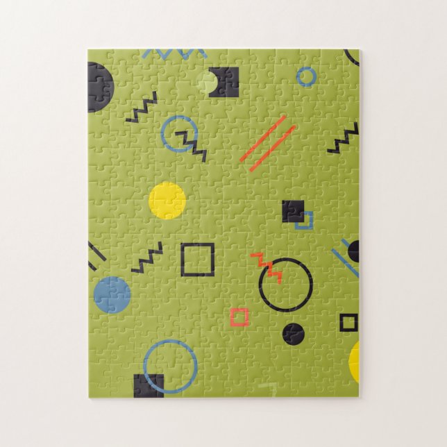 Grün, modern, cool, trendy, urban,Memphis-Muster Puzzle (Vertikal)