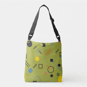 Grün, modern, cool, trendy, urban,Memphis-Muster Tragetaschen Mit Langen Trägern