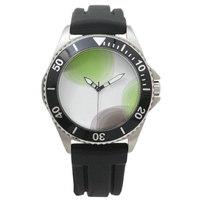 Grün, modern, einfach, abstrakte Blume Armbanduhr (Vorderseite)