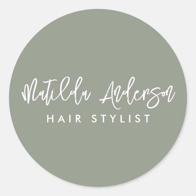 Grün, modern, minimalistisch runder aufkleber (Vorderseite)